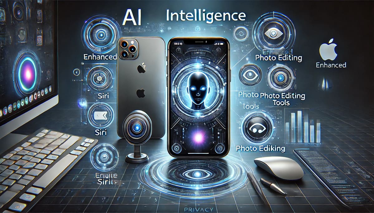 Apple Intelligence features on iPhone, iPad, and Mac with enhanced Siri and privacy-first AI tools.