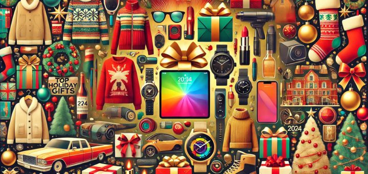 A collage of trending holiday gifts from Google's Holiday 100 list for 2024.