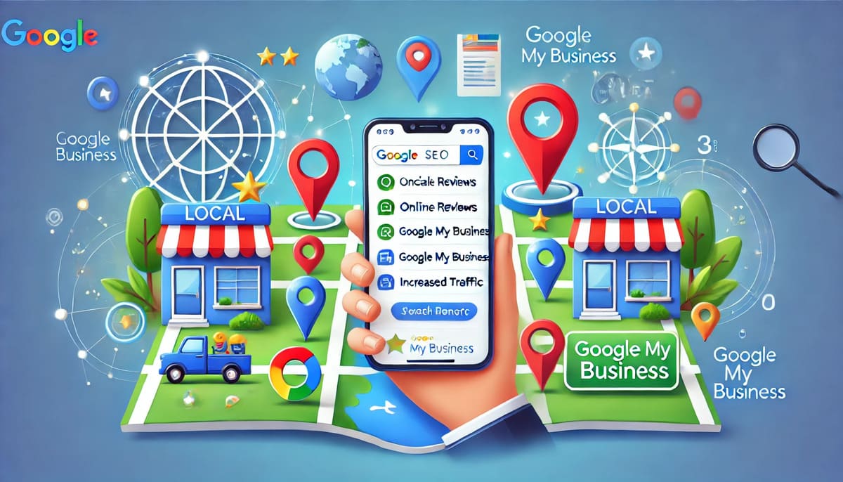 Illustration showing the benefits of local SEO for small businesses